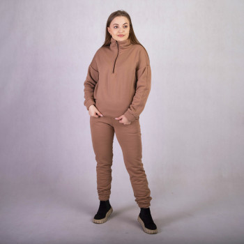 Женский теплый  спортивный костюм еко мех "Молния -Беж" р. 42-54