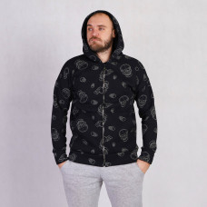 Мужская теплая кофта на молнии с капюшоном "Череп" р. 44-52