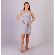 Ночная сорочка на тонких бретелях запах застежка  "Цвет Серая" р. 46-54 