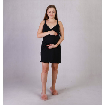 Нічна сорочка на тонких бретелях запах з застібками "Колір Чорна" р. 46-54 Нічна сорочка на тонких бретелях запах з застібками "Колір Чорна" р. 46-54