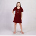 Женская трикотажная ночная рубашка с коротким рукавом кулир  "Капля-бордо" р. 44-60