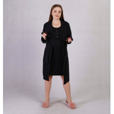 Теплый  халат с резинкой "Блек" 46-58р.