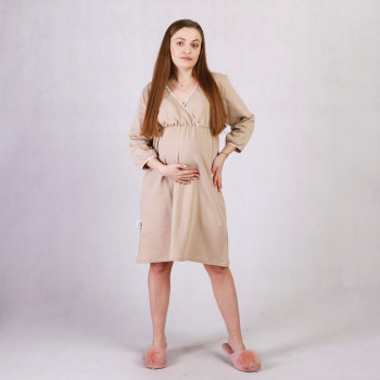 Теплая ночная рубашка запах "Цвет беж" р. 42-58