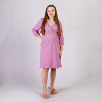 Теплая ночная рубашка запах "Цвет розовая" р. 42-58