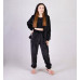 Женский махровый домашний костюм на молнии "Однотон Черный" р. 46-54