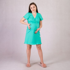 Женская ночная рубашка запах, кулир, "Мальва-Бирюза" р. 42-54