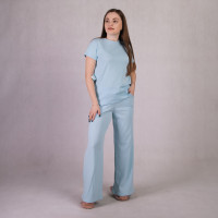 Комплект футболка с штанами рубчик "Голубой" 46-54р.