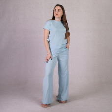 Комплект футболка с штанами рубчик "Голубой" 46-54р.