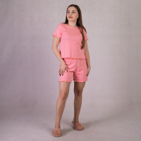 Комплект футболка+шорты "Рубчик - розовый" 46-54р.