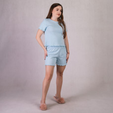 Комплект футболка+шорты "Рубчик -голубой" 42-54р.