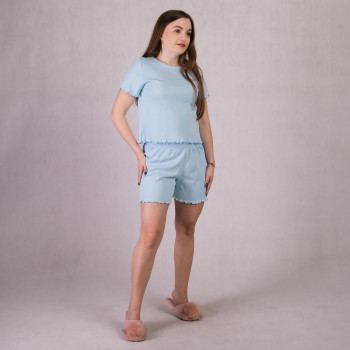 Комплект футболка+шорты "Рубчик -голубой" 42-54р.