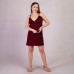 Ночная сорочка на тонких бретелях запах застежка  "Цвет однотон-бордо" р. 46-54 