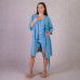 Женский комплект  3-ка Халат+шорты+майка кулир -пинье "Голубой" 46-54р.