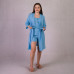 Женский комплект  3-ка Халат+шорты+майка кулир -пинье "Голубой" 46-54р.