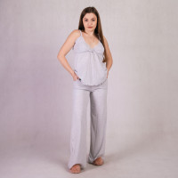 Комплект Топ запах(застежка)+штаны кулир "Серый" 46-58р.