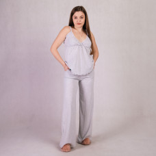 Комплект Топ запах(застежка)+штаны кулир "Серый" 46-58р.