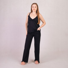 Комплект Топ запах(застежка)+штаны кулир "Черный" 46-58р.