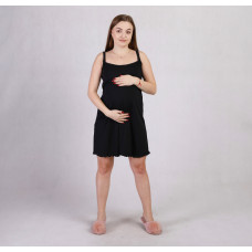 Ночная сорочка на тонких бретелях "Застежка черный " р. 46-54 