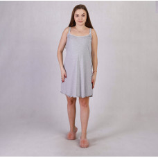 Ночная сорочка на тонких бретелях "Застежка серый " р. 46-54 