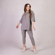Летний  костюм футболка с легінсами рубчик "Серый цвет"  р.44-50