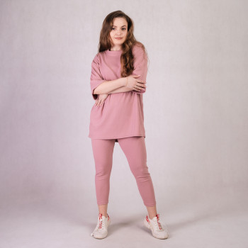 Летний костюм футболка с легенсами рубчик "Розовый цвет" р.44-50 Летний костюм футболка с легенсами рубчик "Розовый цвет" р.44-50