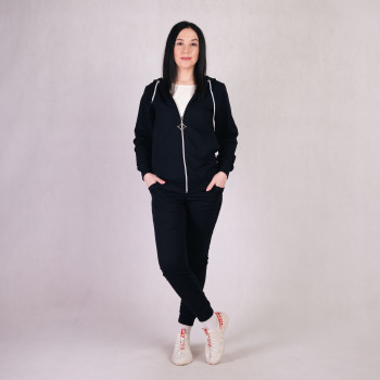 Молодіжний жіночий спортивний костюм 2-х нитка  блискавка "Чорний" р. 44-56