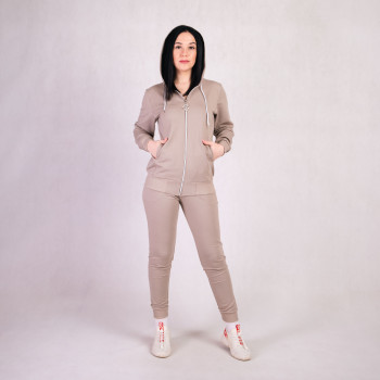 Молодежный женский спортивный костюм 2-х нитка молния "Темно-бежевый" р. 44-56