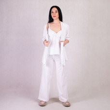 Жіночий комплект 3-ка Халат+штани+майка піньє "Білий колір" 46-54р.