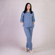 Жіночий костюм сорочка+штани "Муслін-Синій" р.46-54