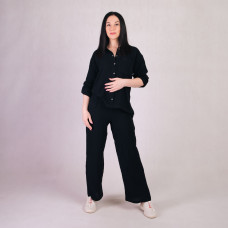 Жіночий костюм сорочка+штани "Муслін-Чорний" р.46-54