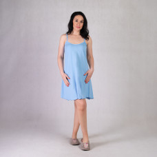 Ночная сорочка на тонких бретелях без застежек " Соломия-голубой цвет" р. 46-54 