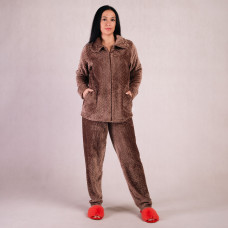 Женская махровая пижама  "Коса-ворот-мокко" 44-60р.