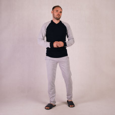 Мужская трикотажная пижама кулир кофта с светлыми штанами  р.48-60 