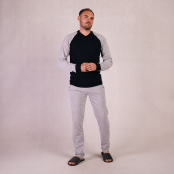 Мужская трикотажная пижама кулир кофта с светлыми штанами  р.48-60 