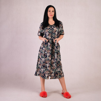 Женский летний халат батал "Незабудка-Листочки-новые" р.52-64