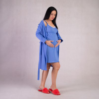 Теплый комплект ночная с  халатом "Виола-синий цвет " 44-60р. 