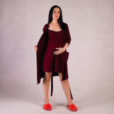Теплый комплект халат с ночной "Застежка-Бордо" 46-58р.