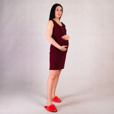 Ночная сорочка для будущих и кормящих мам на широких бретельках  "Стелла бордо " 46-54р.