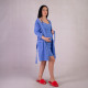 Теплый комплект ночная с  халатом "Ева-синий" 44-60р. 