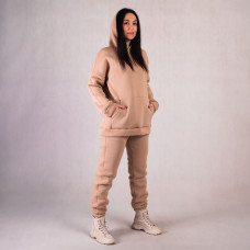 Теплий жіночий спортивний костюм 3х-нитка (начіс) "Худі св.Беж new" 44-56р. 