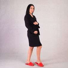 Женский теплый домашний халат  с начесом "Черн-new"  46-54р.