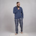 Мужская теплая пижама "Планка синий цвет " р.48-60 Мужская теплая пижама "Планка синий цвет " р.48-60