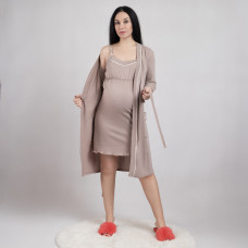 Комплект ночная с  халатом кулир "Ева-беж" 44-60р. 