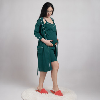 Комплект ночная с халатом кулир "Ева-зеленый" 44-60р. Комплект ночная с халатом кулир "Ева-зеленый" 44-60р.