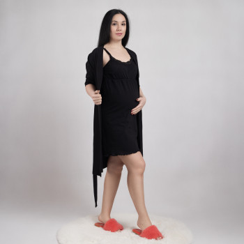 Комплект кулір нічна з халатом "Віола-Чорний колір" 44-60р.