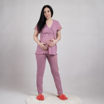 Кулирная пижама футболка+штаны "Мальва-п.роза" 44-56р. Кулирная пижама футболка+штаны "Мальва-п.роза" 44-56р.