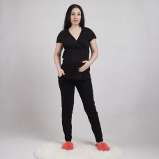 Кулирная пижама футболка+штаны "Мальва-черн" 44-56р.