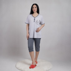 Женская летняя пижама футболка с бриджами "Ласточка- серый" 52-60р.