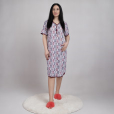 Женская трикотажная ночная батал "Василина-перья бордо" р.52-64