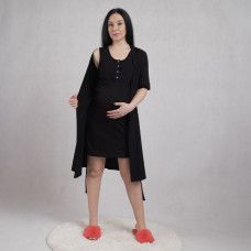 Комплект халат с ночной кулир с резинкой "Стелла-Черн" 46-58р.